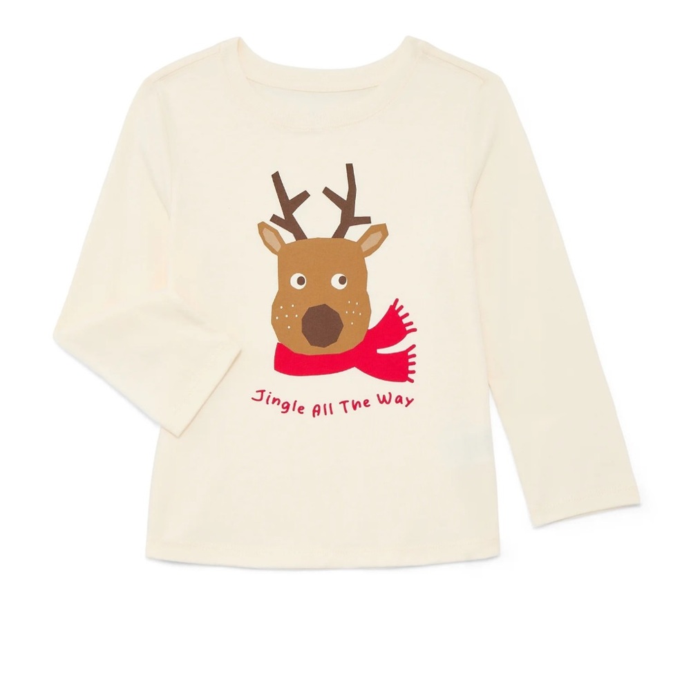 Holiday Time Toddler Boys or Girls Christmas Tee with Long Sleeves